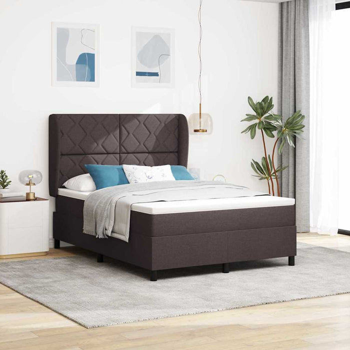 Pat cu arcuri cu headboard Maro închis 140 x 200 cm țesătură WALTI