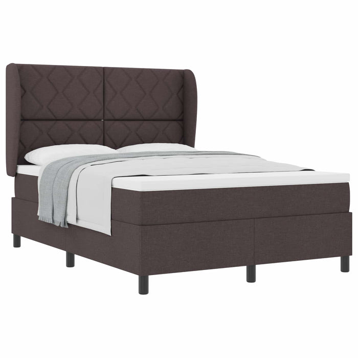 Pat cu arcuri cu headboard Maro închis 140 x 200 cm țesătură WALTI