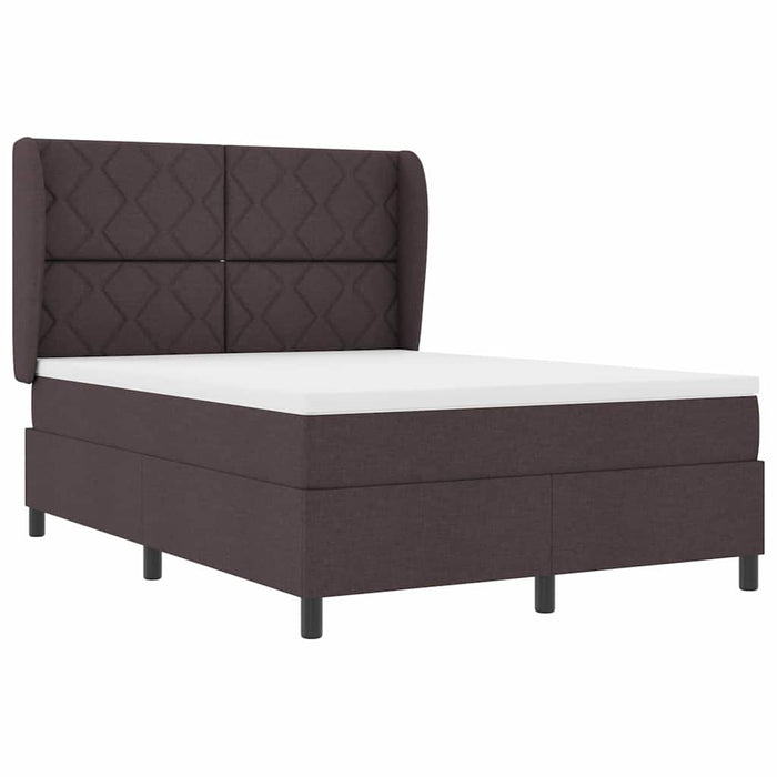 Pat cu arcuri cu headboard Maro închis 140 x 200 cm țesătură WALTI