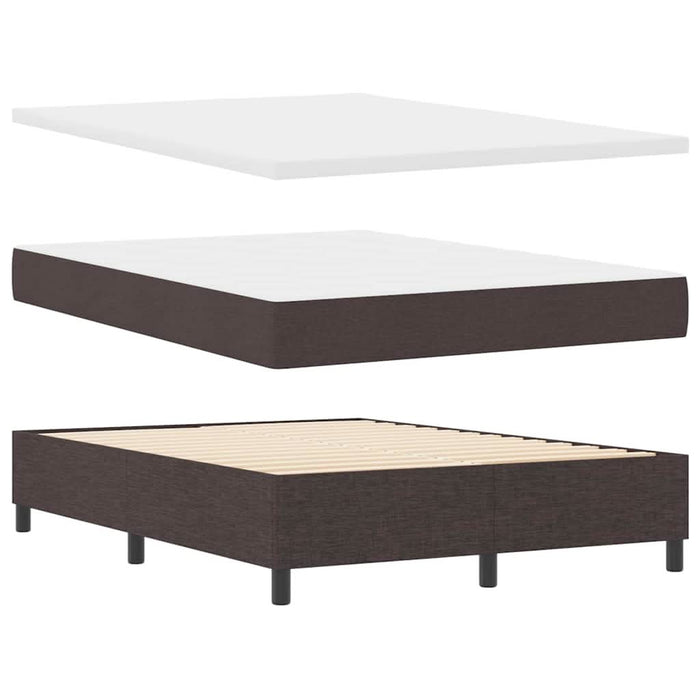 Pat cu arcuri cu headboard Maro închis 140 x 200 cm țesătură WALTI