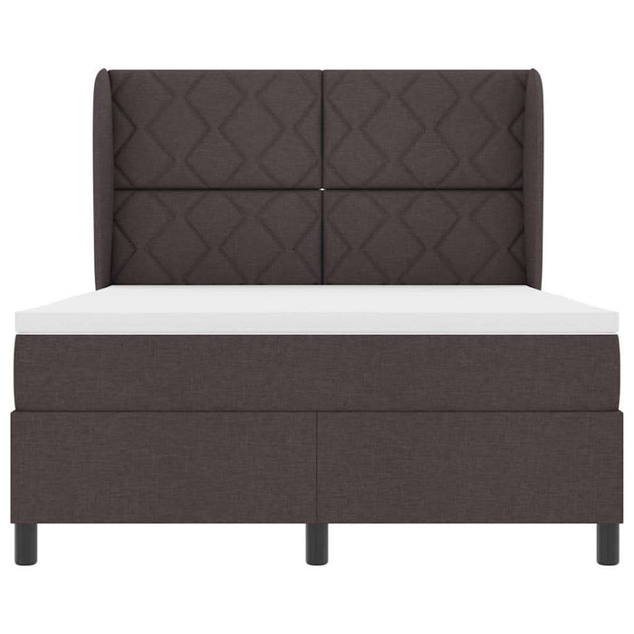 Pat cu arcuri cu headboard Maro închis 140 x 200 cm țesătură WALTI