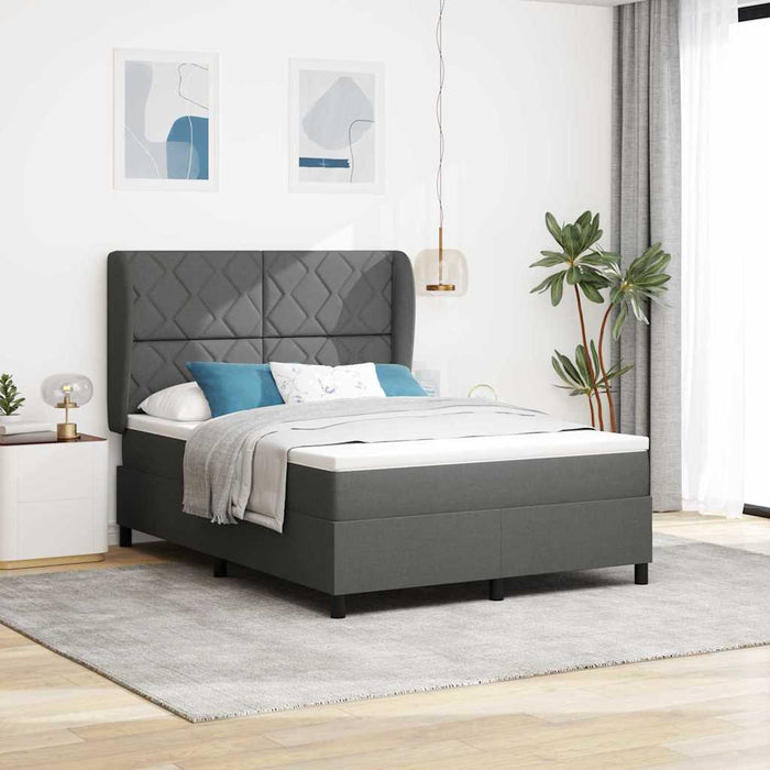 Pat cu arcuri cu headboard Gri închis 160 x 200 cm țesătură WALTI