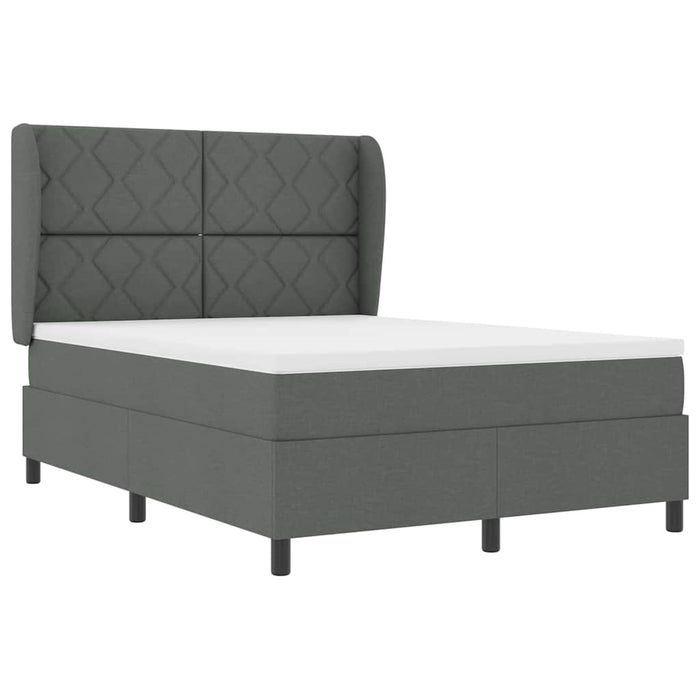 Pat cu arcuri cu headboard Gri închis 160 x 200 cm țesătură WALTI