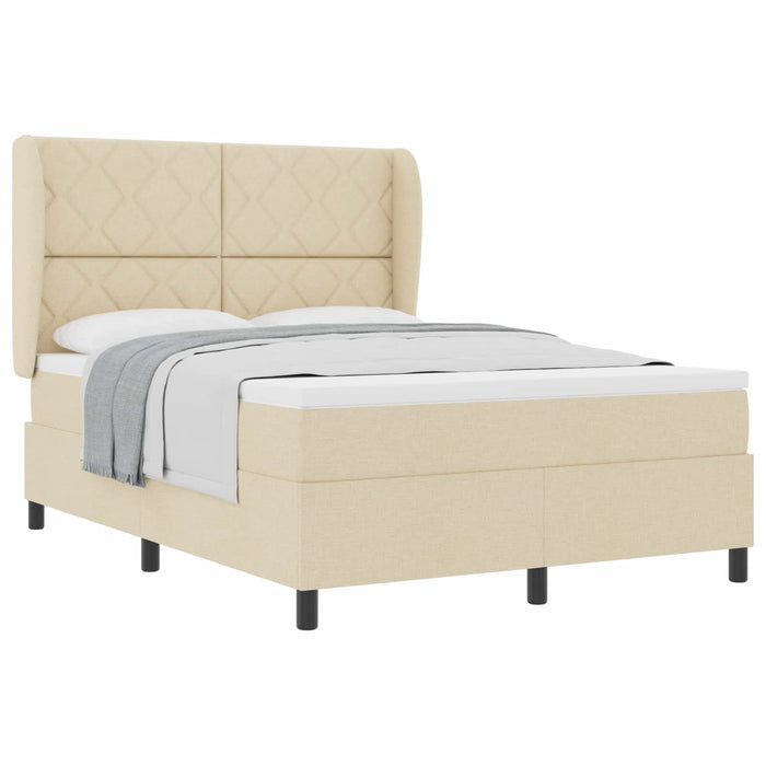 Pat cu arcuri cu headboard Crem 160 x 200 cm țesătură WALTI