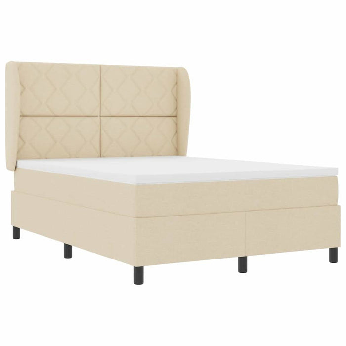 Pat cu arcuri cu headboard Crem 160 x 200 cm țesătură WALTI