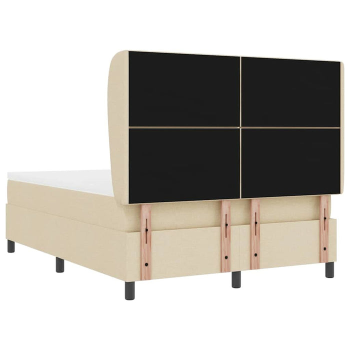 Pat cu arcuri cu headboard Crem 160 x 200 cm țesătură WALTI