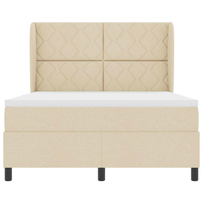 Pat cu arcuri cu headboard Crem 160 x 200 cm țesătură WALTI