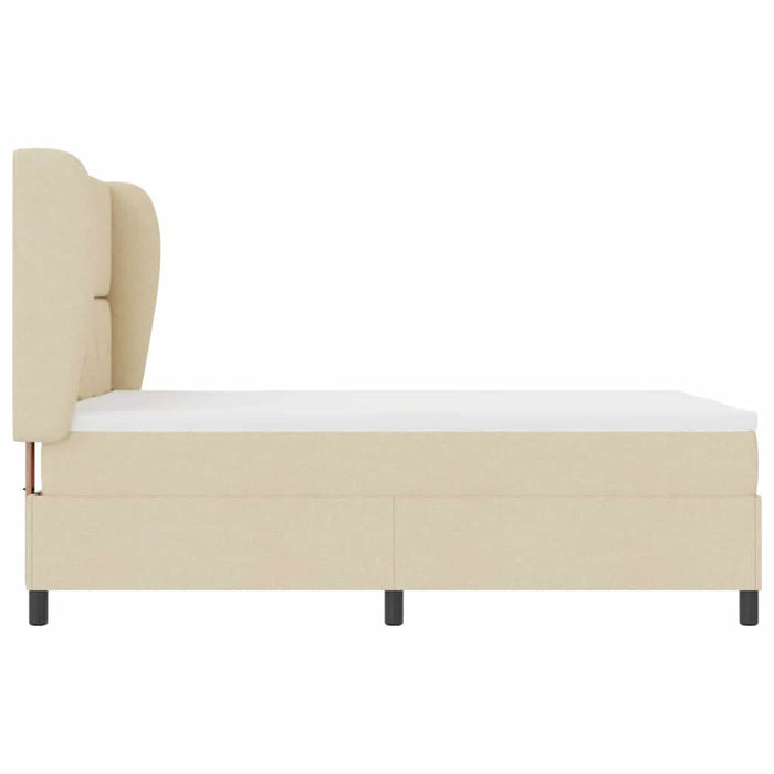 Pat cu arcuri cu headboard Crem 160 x 200 cm țesătură WALTI