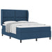 Pat cu arcuri cu headboard albastru 160 x 200 cm țesătură - WALTI WALTI