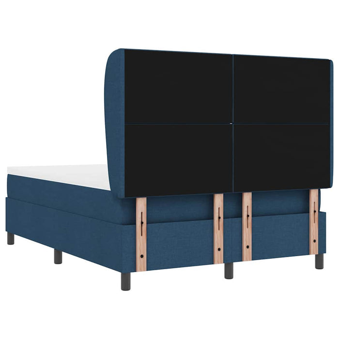 Pat cu arcuri cu headboard albastru 160 x 200 cm țesătură - WALTI WALTI