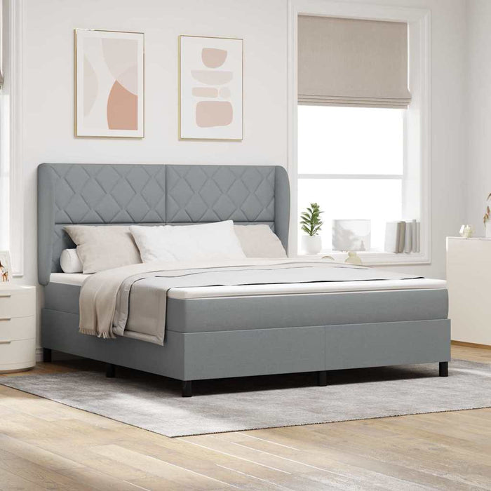 Pat cu arcuri cu headboard Gri deschis 180 x 200 cm țesătură WALTI