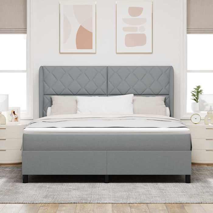 Pat cu arcuri cu headboard Gri deschis 180 x 200 cm țesătură WALTI