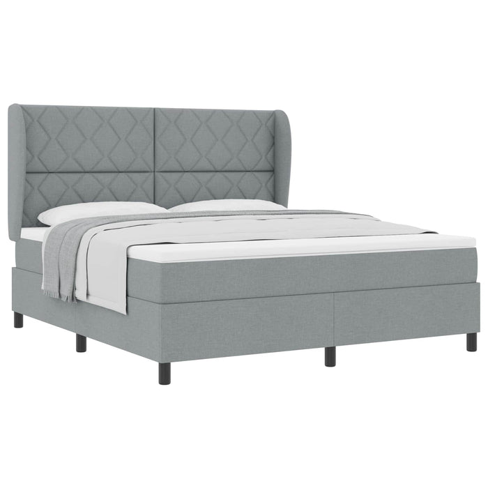 Pat cu arcuri cu headboard Gri deschis 180 x 200 cm țesătură WALTI