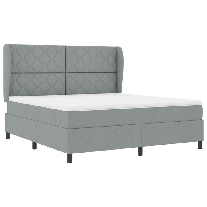 Pat cu arcuri cu headboard Gri deschis 180 x 200 cm țesătură WALTI