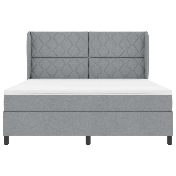Pat cu arcuri cu headboard Gri deschis 180 x 200 cm țesătură WALTI