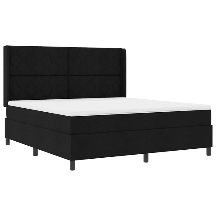 Pat cu arcuri cu headboard Negru 180 x 200 cm țesătură WALTI