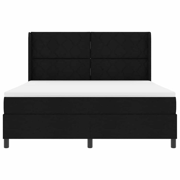 Pat cu arcuri cu headboard Negru 180 x 200 cm țesătură WALTI