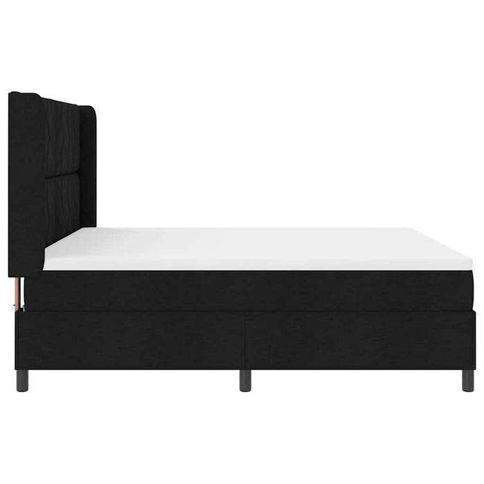 Pat cu arcuri cu headboard Negru 180 x 200 cm țesătură WALTI