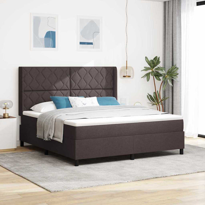 Pat cu arcuri cu headboard Maro închis 180 x 200 cm țesătură WALTI