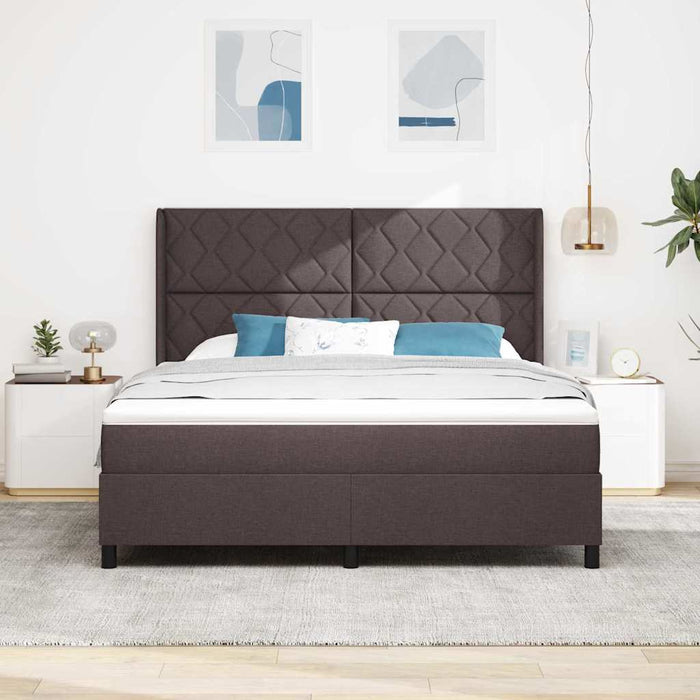 Pat cu arcuri cu headboard Maro închis 180 x 200 cm țesătură WALTI