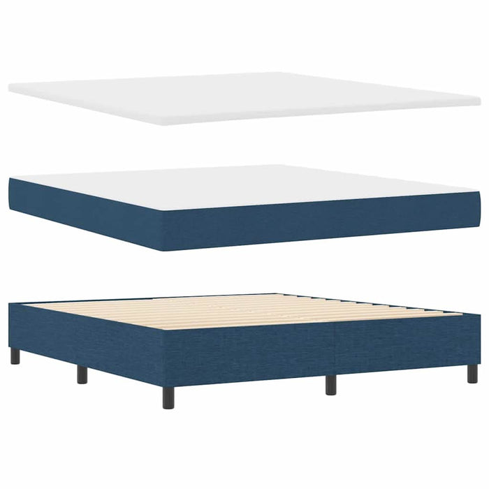 Pat cu arcuri cu headboard albastru 180 x 200 cm țesătură WALTI