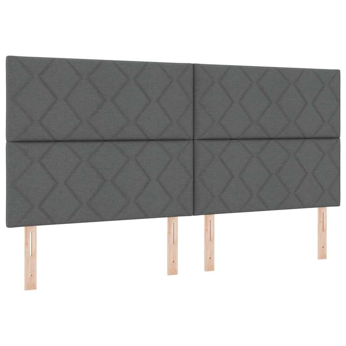 Pat cu arcuri cu headboard Gri închis 200 x 200 cm țesătură WALTI