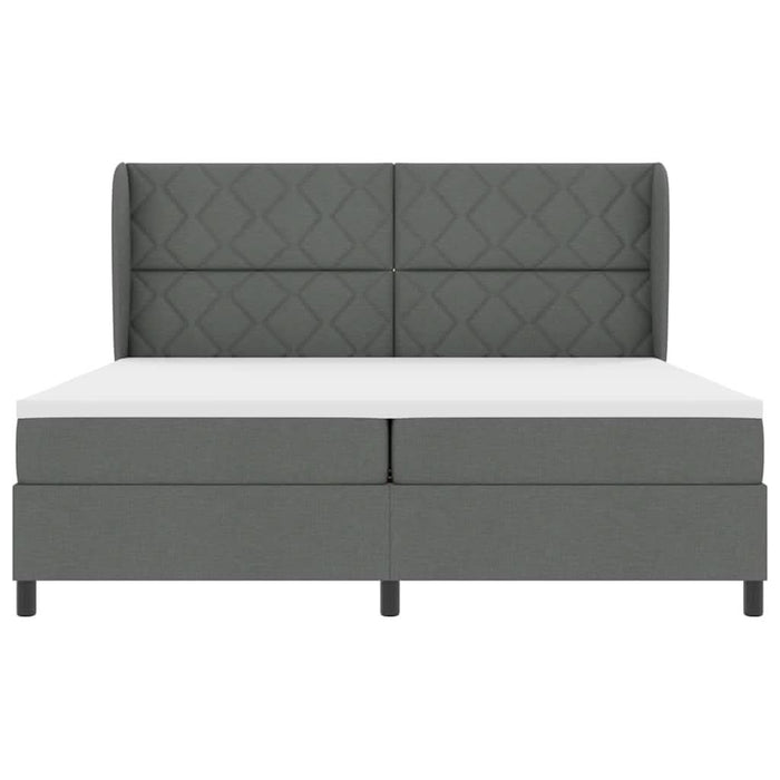 Pat cu arcuri cu headboard Gri închis 200 x 200 cm țesătură WALTI