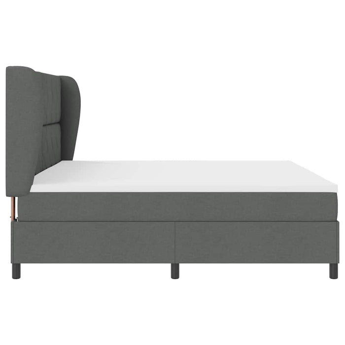 Pat cu arcuri cu headboard Gri închis 200 x 200 cm țesătură WALTI