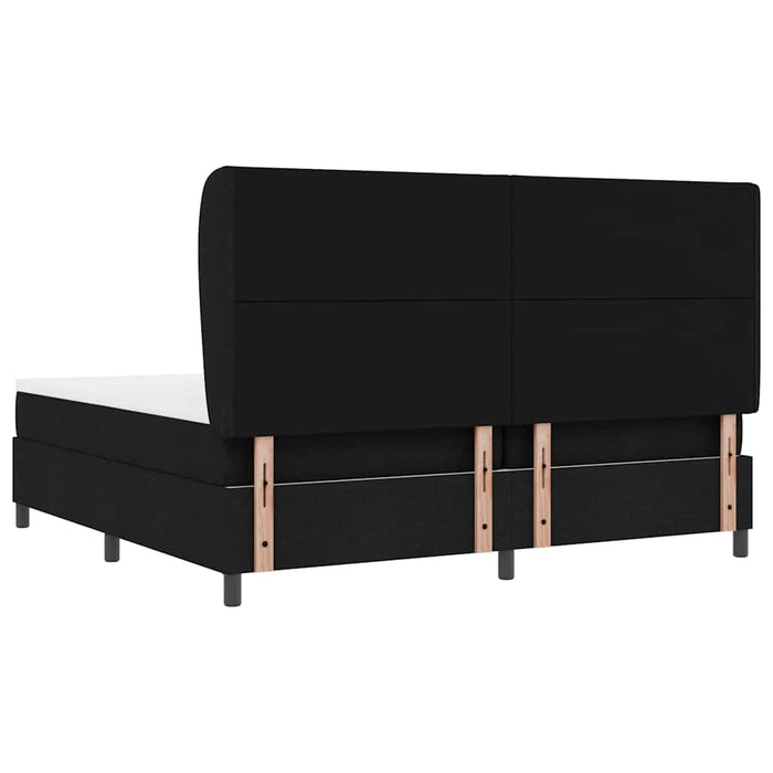 Pat cu arcuri cu saltea Negru 200 x 200 cm țesătură - WALTI WALTI