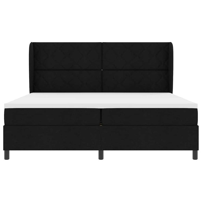 Pat cu arcuri cu saltea Negru 200 x 200 cm țesătură - WALTI WALTI