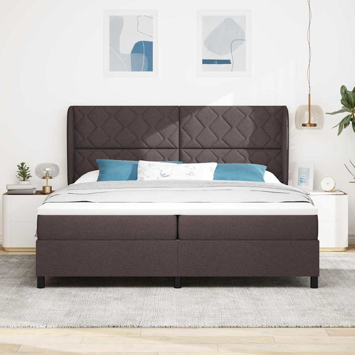 Pat cu arcuri cu saltea Maro închis 200 x 200 cm țesătură - WALTI WALTI