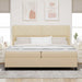 Pat cu arcuri cu saltea cu headboard Crem 200 x 200 cm țesătură - WALTI WALTI