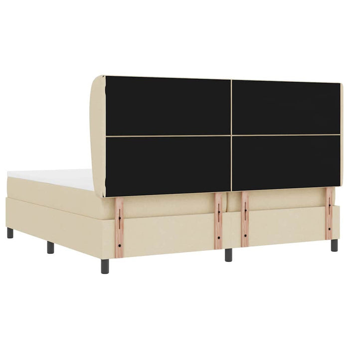 Pat cu arcuri cu saltea cu headboard Crem 200 x 200 cm țesătură - WALTI WALTI