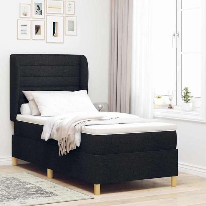 Pat cu saltea cu arcuri Gri închis 90x190 cm Negru 80 x 200 cm - WALTI WALTI