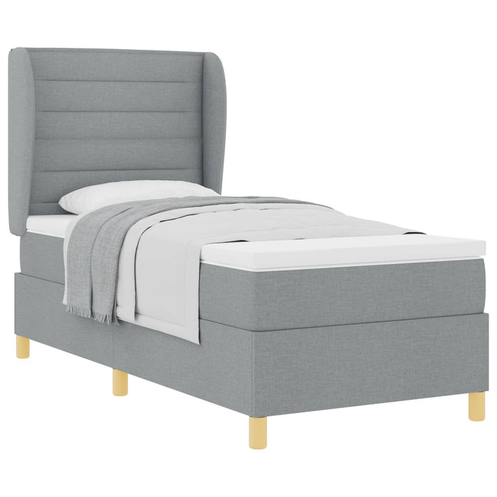 Pat cu arcuri cu saltea Gri deschis 200 x 90 cm țesătură - WALTI WALTI