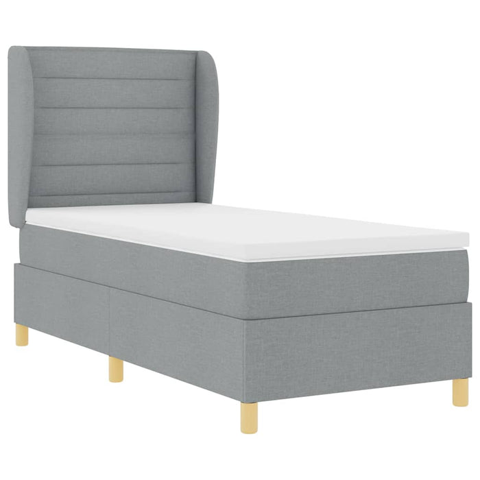Pat cu arcuri cu saltea Gri deschis 200 x 90 cm țesătură - WALTI WALTI