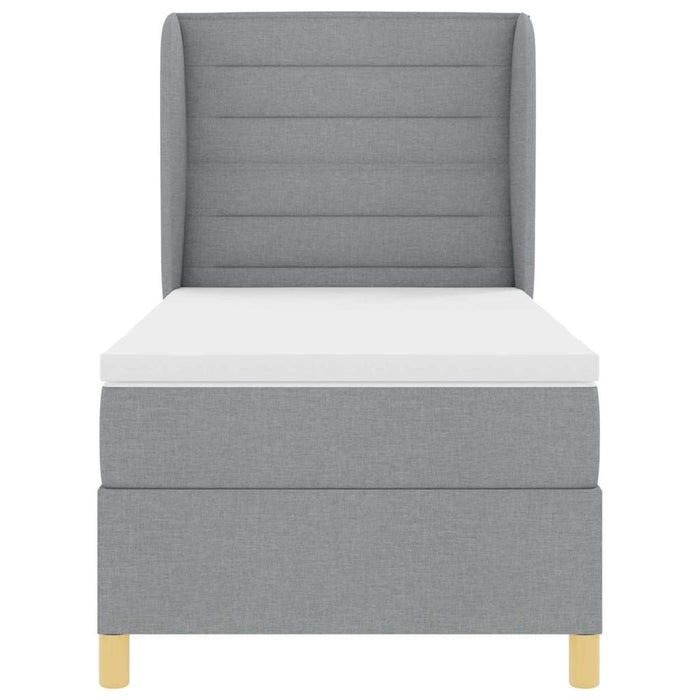 Pat cu arcuri cu saltea Gri deschis 200 x 90 cm țesătură - WALTI WALTI