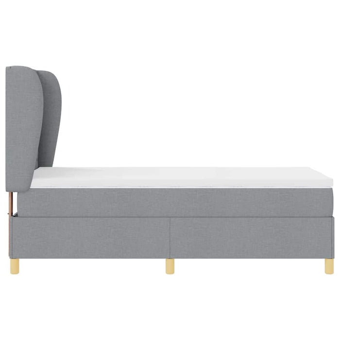 Pat cu arcuri cu saltea Gri deschis 200 x 90 cm țesătură - WALTI WALTI