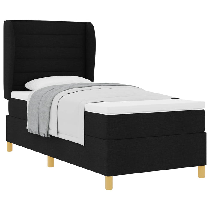 Pat cu saltea cu arcuri Gri închis 90x190 cm Negru 90 x 200 cm - WALTI WALTI