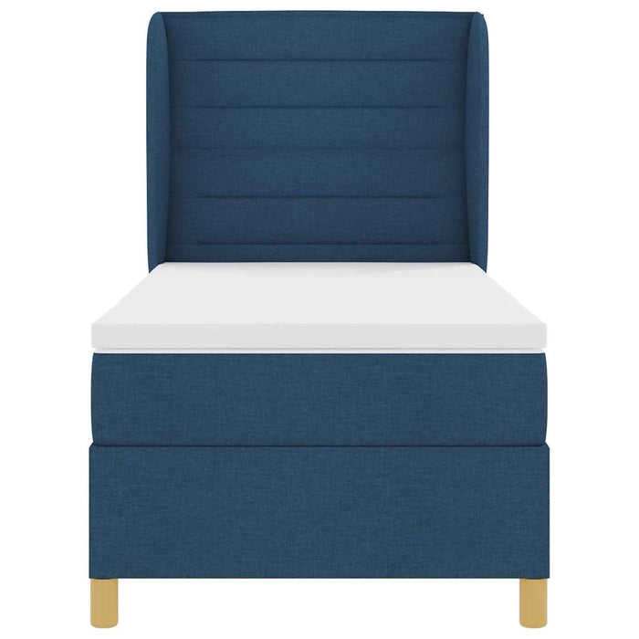 Pat cu saltea cu arcuri Gri închis 90x190 cm albastru țesătură - WALTI WALTI