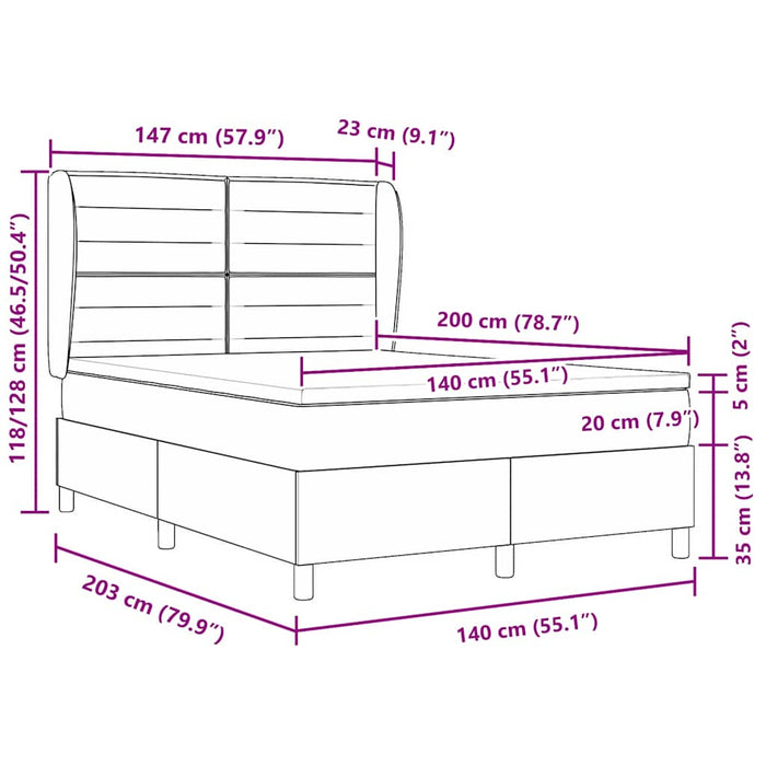Pat cu saltea cu arcuri Gri închis 90x190 cm Negru 140 x 200 cm - WALTI WALTI