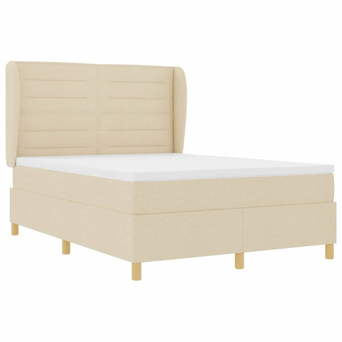 Pat cu arcuri cu saltea cu headboard Crem 200 x 160 cm țesătură - WALTI WALTI