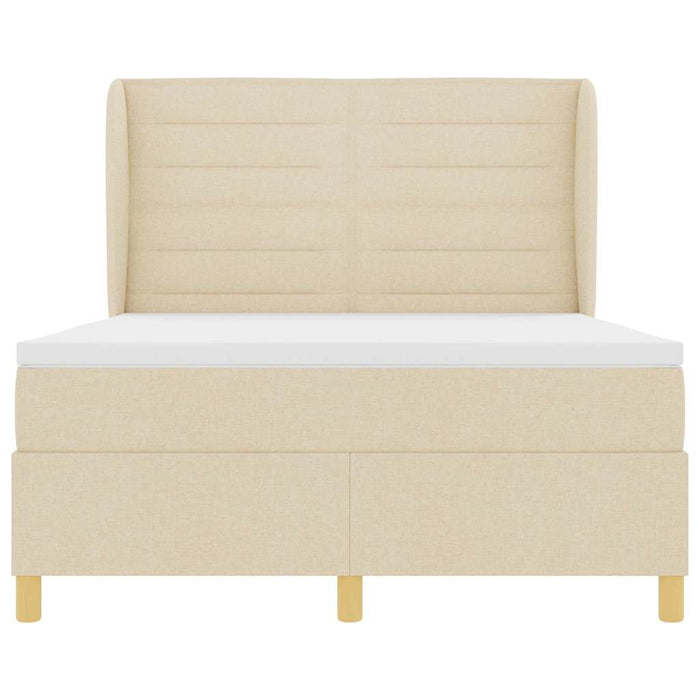 Pat cu arcuri cu saltea cu headboard Crem 200 x 160 cm țesătură - WALTI WALTI