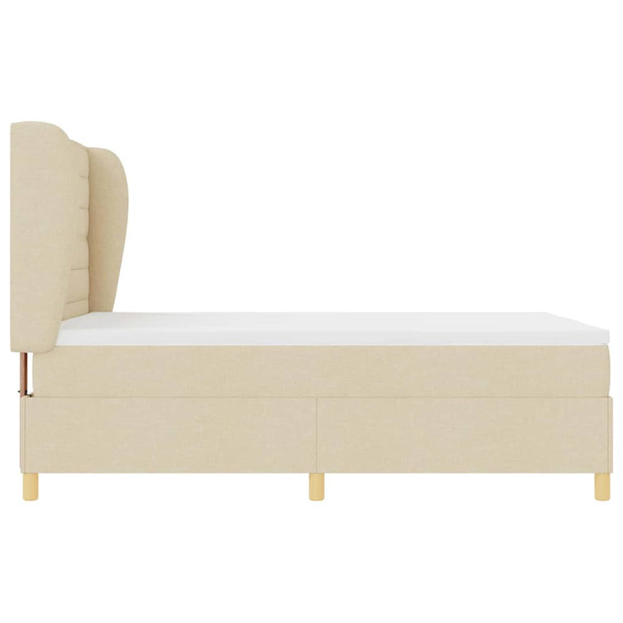 Pat cu arcuri cu saltea cu headboard Crem 200 x 160 cm țesătură - WALTI WALTI