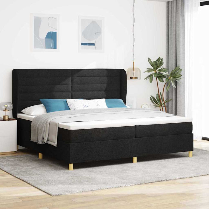 Pat cu saltea cu arcuri Gri închis 90x190 cm Negru 200 x 200 cm - WALTI WALTI