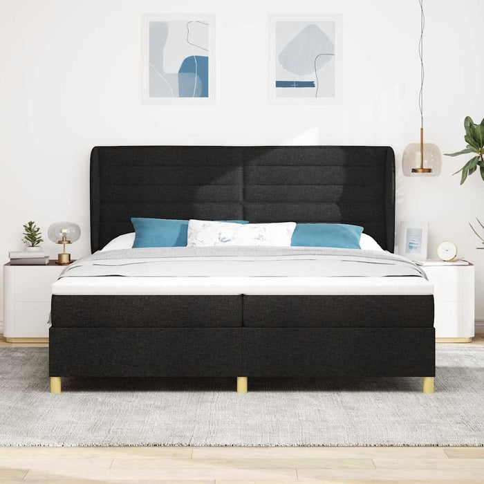 Pat cu saltea cu arcuri Gri închis 90x190 cm Negru 200 x 200 cm - WALTI WALTI