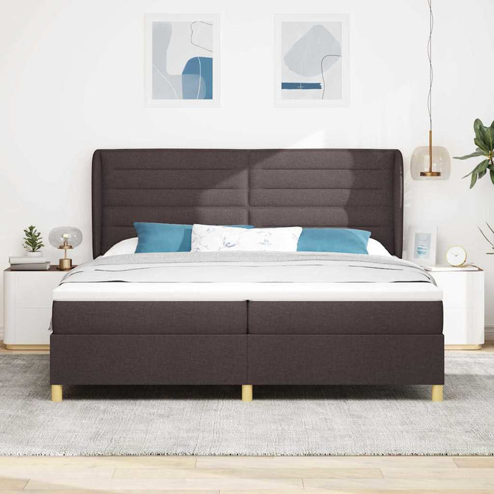Pat cu arcuri cu saltea Maro închis 200 x 200 cm țesătură WALTI