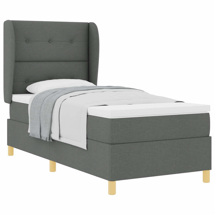 Pat cu arcuri cu headboard Gri închis 190 x 90 cm țesătură WALTI