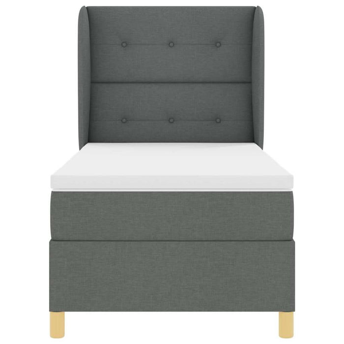 Pat cu arcuri cu headboard Gri închis 190 x 90 cm țesătură WALTI
