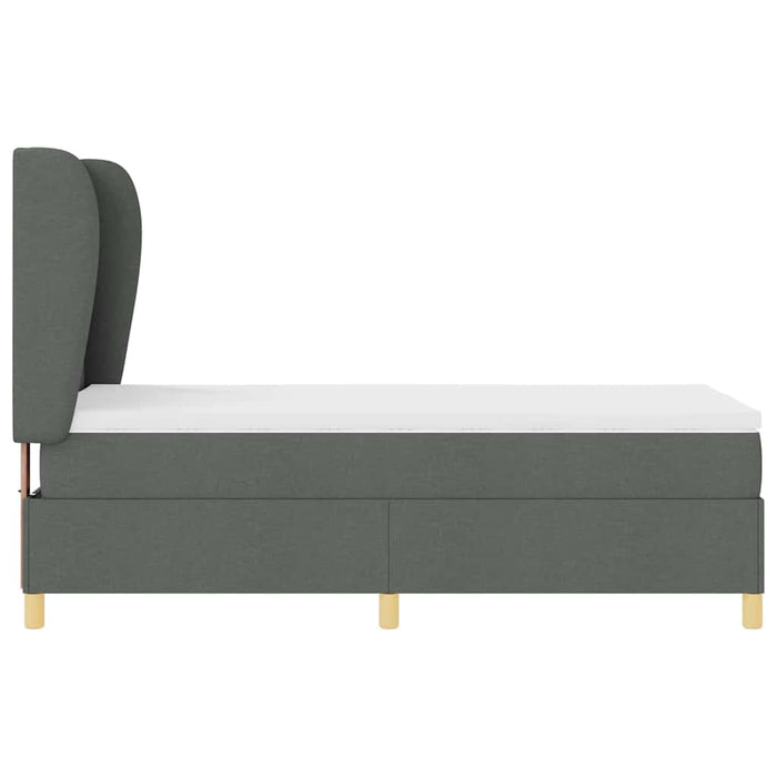 Pat cu arcuri cu headboard Gri închis 190 x 90 cm țesătură WALTI